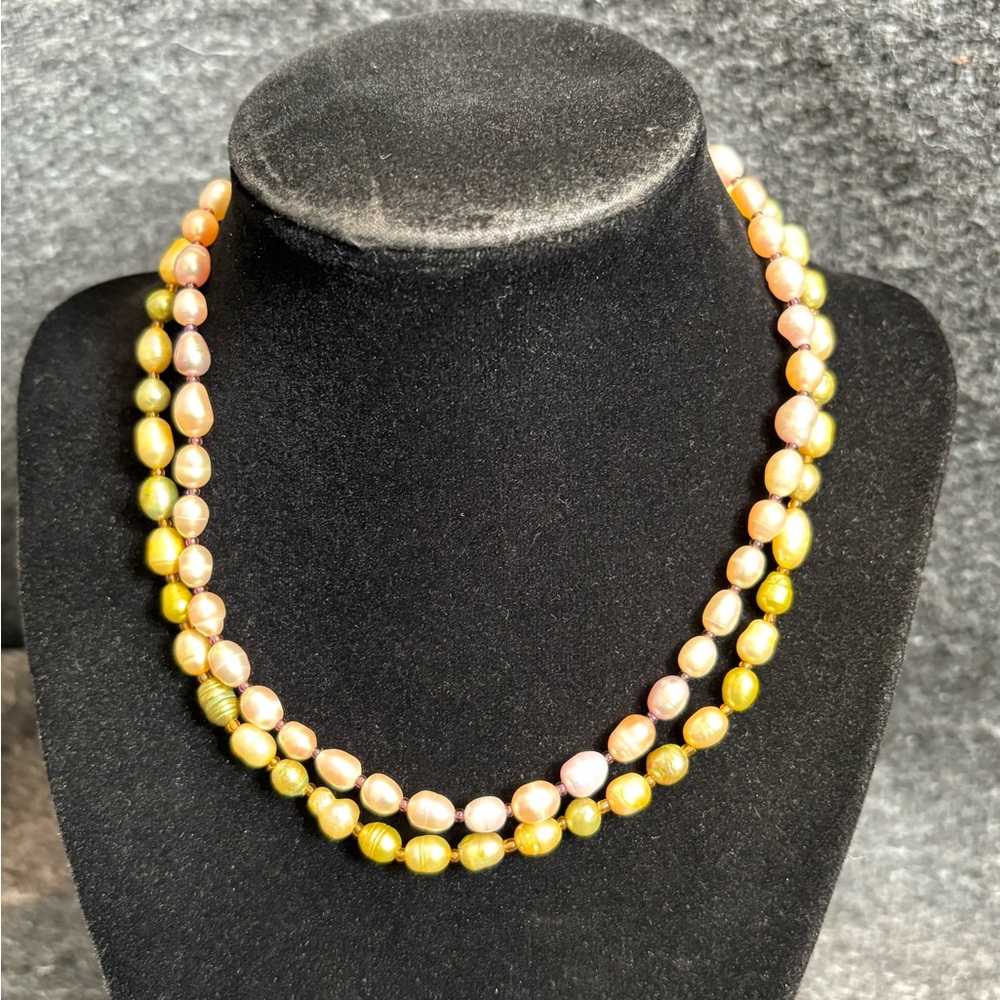 2 Multicoloured Freshwater Pearl Necklaces